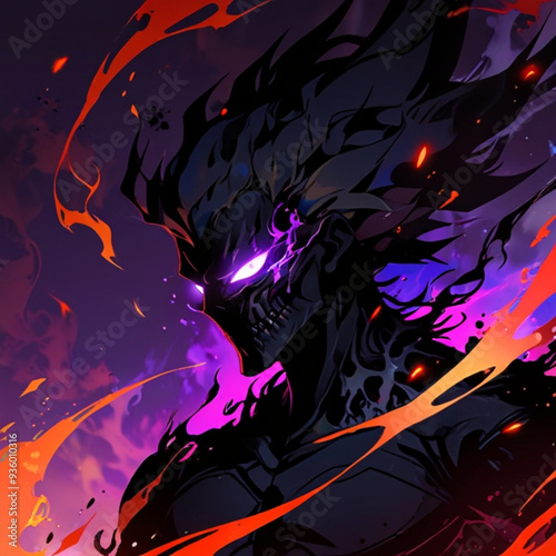 background with fire A dark  shadowy 