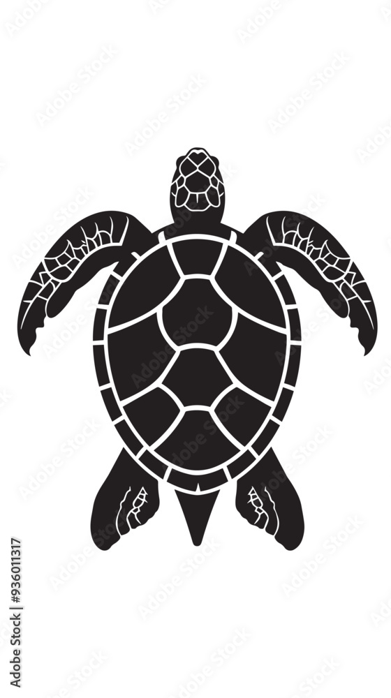Fototapeta premium Turtle marine animal icon. Sea turtle silhouette. vector illustration 