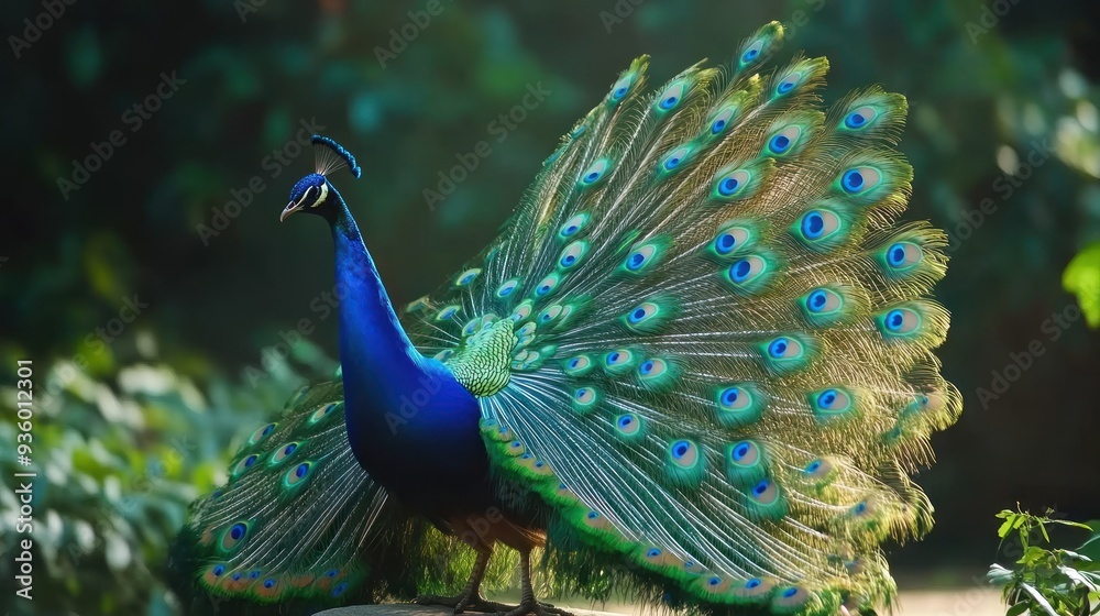 Obraz premium Peacock Displaying Its Beautiful Feathers