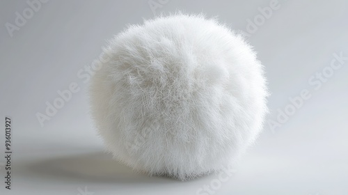 Fluffy 3D ball with a thick, plush texture and intricate fiber details.