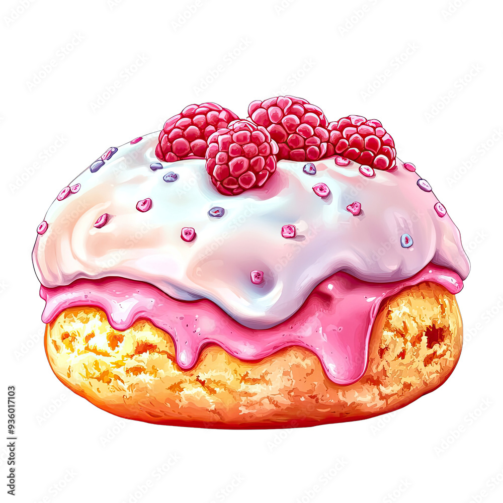 A vibrant cupcake topped with cream and fresh raspberries, perfect for dessert lovers and sweet treat enthusiasts. A vibrant cupcake topped with cream and fresh raspberries, perfect for dessert lovers and sweet treat enthusiasts.