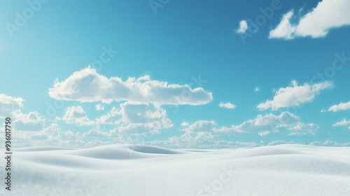 Bright snowy dunes under a clear blue sky, a pristine and serene background for winter and nature themes

