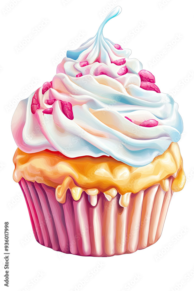 Delicious cupcake with colorful icing and sprinkles, perfect for desserts, celebrations, or baking themes. Delicious cupcake with colorful icing and sprinkles, perfect for desserts, celebrations, or baking themes.