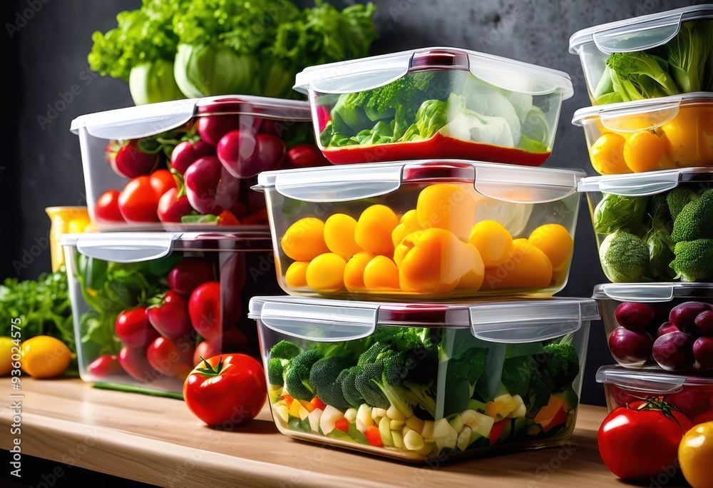 vibrant food storage solutions featuring fresh meals clear containers preserve freshness showcase deliciousness, airtight, prep, colors, ingredients, colorful vibrant food storage solutions featuring fresh meals clear containers preserve freshness showcase deliciousness, airtight, prep, colors, ingredients, colorful