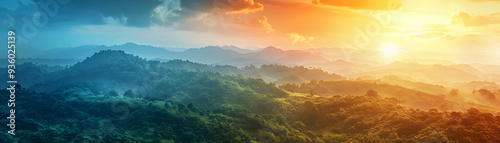 Hillside Timelapse: Morning and Evening Views with Dreamy Background for Text or Graphics   Stunning Nature Concept Photo Stock