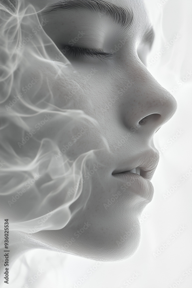 frau aus rauch schall bw illsutration kunst portrait frau aus rauch schall bw illsutration kunst portrait
