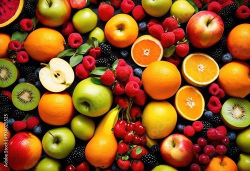 colorful fruit display representing community support initiatives bright colors diverse varieties celebrating togetherness cooperation, apples, oranges