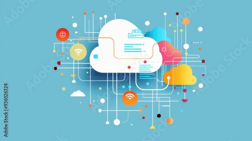 Abstract Cloud Computing Network Illustration
