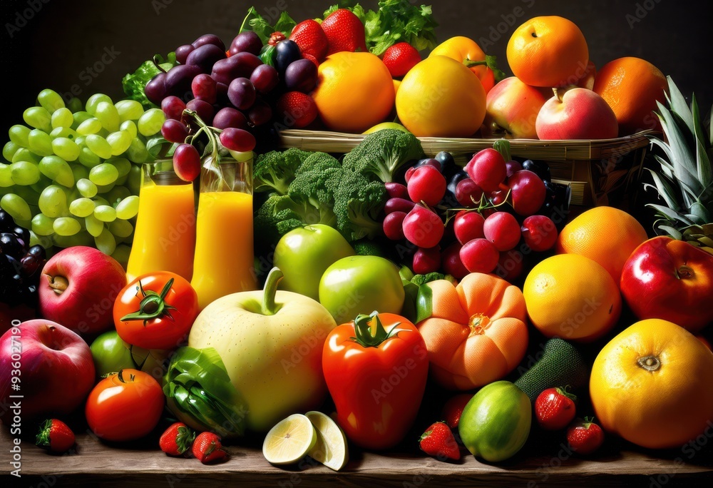 vibrant food safety symbols displayed colorful fresh produce backdrop highlighting healthy eating choices, colors, fruits, vegetables, organic, labels vibrant food safety symbols displayed colorful fresh produce backdrop highlighting healthy eating choices, colors, fruits, vegetables, organic, labels