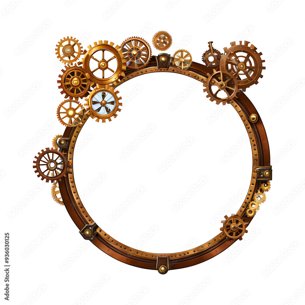 Obraz premium Steampunk Ring Border Transparent Background