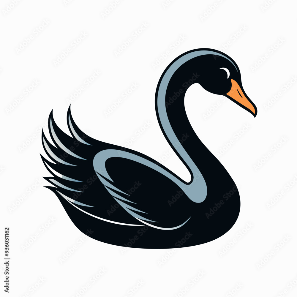 Naklejka premium Swan vector silhouette on white background