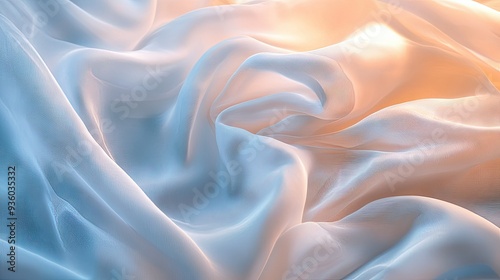 Light, elegant cloth flowing gently in the background with soft, ethereal waves.