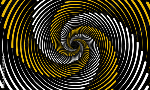 vortex copy-space of abstract background with spiral. white yellow isolated on black abstract fractal. copyspace for text