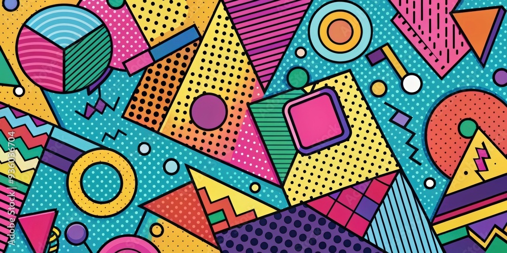 Abstract memphis doodle pop art retro 90s with vibrant colors and geometric shapes, memphis, doodle, pop art, retro, 90s Abstract memphis doodle pop art retro 90s with vibrant colors and geometric shapes, memphis, doodle, pop art, retro, 90s