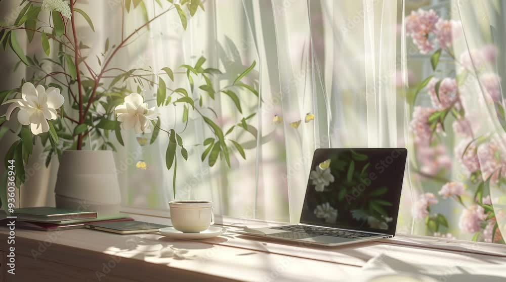 Laptop and coffee on wooden table by window with urban cityscape view at sunrise
Seamless looping 4k time-lapse virtual video animation Generated AI Laptop and coffee on wooden table by window with urban cityscape view at sunrise
Seamless looping 4k time-lapse virtual video animation Generated AI
