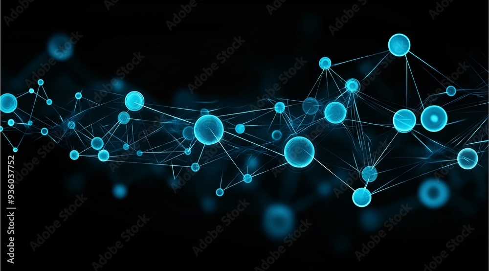Abstract glowing blue nodes and connecting lines on a dark background, symbolizing technology, networking, and digital connections. Abstract glowing blue nodes and connecting lines on a dark background, symbolizing technology, networking, and digital connections.