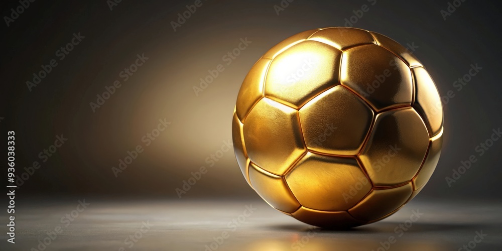 Fototapeta premium Soccer ball made of gold, football isolated on background, luxury, sports, golden, shiny, valuable, expensive, precious