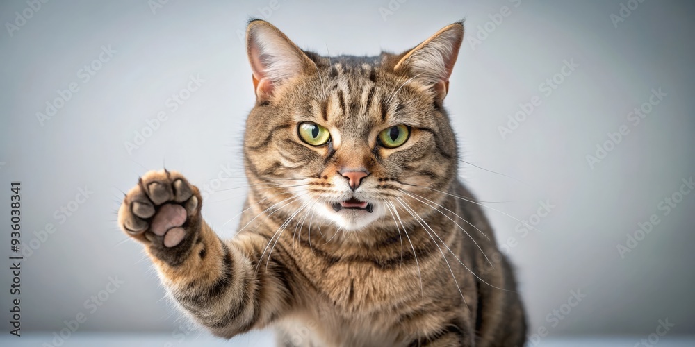 An angry cat going mad and slapping with its paw , angry, cat, mad, frustrated, slapping, feline, aggressive, behavior, animal An angry cat going mad and slapping with its paw , angry, cat, mad, frustrated, slapping, feline, aggressive, behavior, animal