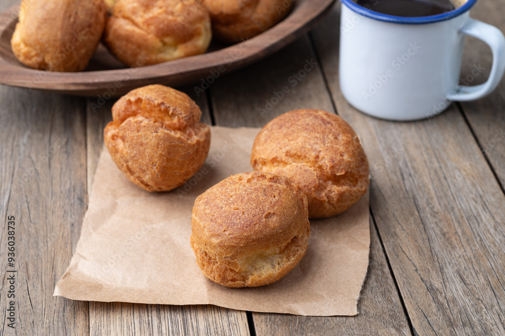 Fototapeta premium Broa, typical brazilian corn flour bread with coffee