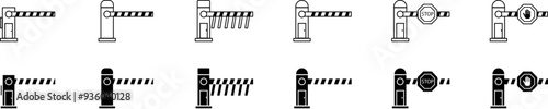 Set of icons of car barriers, signs of parking barriers. simple vector. Linear set of car barriers on white background eps10