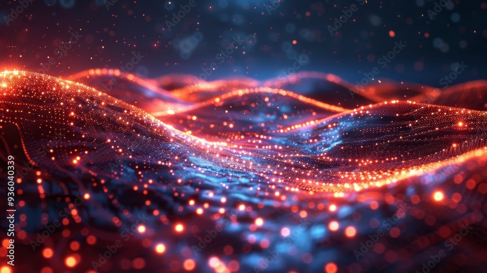 Abstract particle wave, hi-tech and big data background design, suitable for brochures, flyers, and banners Abstract particle wave, hi-tech and big data background design, suitable for brochures, flyers, and banners