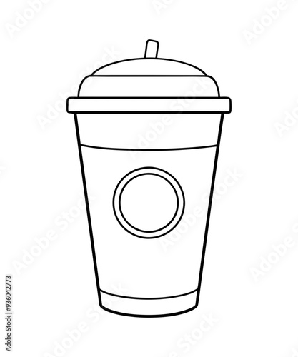 Coffee cup with heart clipart mug. Icon, Line Design.