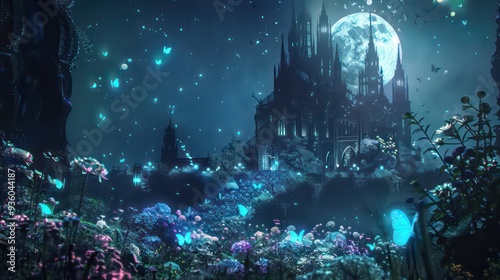 Enchanted Castle Under Moonlight