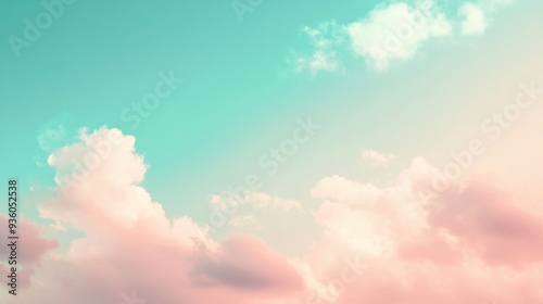 A serene sky filled with pastel-colored clouds, creating a calm and dreamy atmosphere.