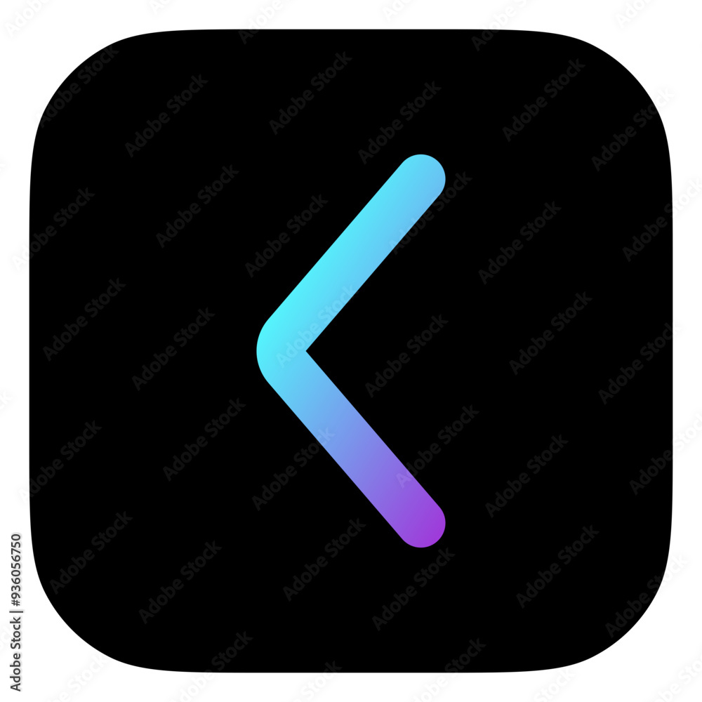 Vector single arrow chevron left icon. Black, white background. Perfect for app and web interfaces, infographics, presentations, marketing, etc.