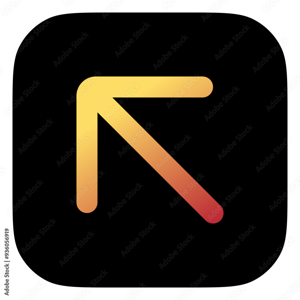 Vector left diagonal arrow chevron icon. Black, white background. Perfect for app and web interfaces, infographics, presentations, marketing, etc.