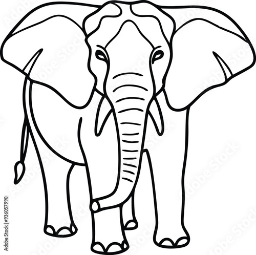 single line elephant illustration black and white