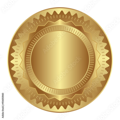 Vector illustration of a gold medal stamp on a white transparent background.