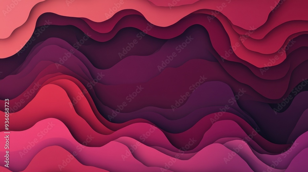 Abstract wave-like layered composition with warm colors, blending shades of red and pink. Abstract wave-like layered composition with warm colors, blending shades of red and pink.