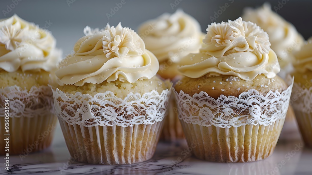 Delicious Cupcakes Decorated with Lace Delicious Cupcakes Decorated with Lace