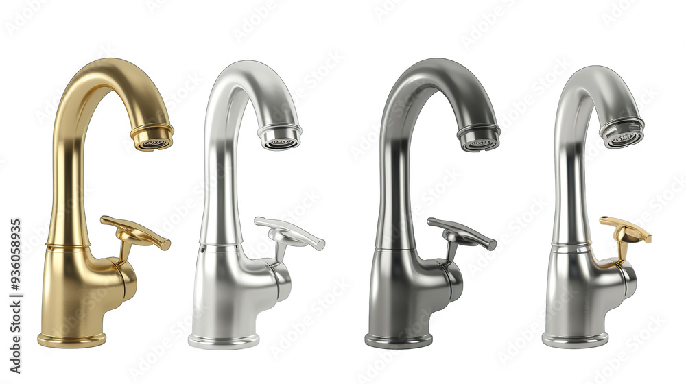 Brass and Stainless Faucet Set of isolate on Transparency Background Brass and Stainless Faucet Set of isolate on Transparency Background