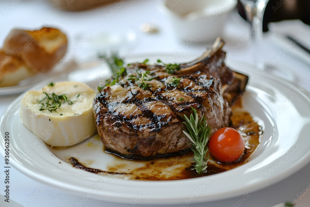 delicious stake with white cheese on the plate delicious stake with white cheese on the plate
