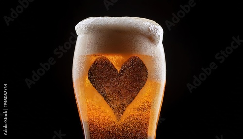 Love-Themed Beer Glass with Heart Design