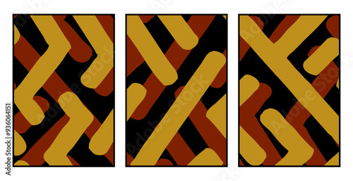 Set of 3 Abstract pattern. Illustration for printing on wall decorations. For use in graphics.