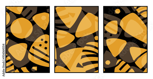 Set of 3 Abstract pattern. Illustration for printing on wall decorations. For use in graphics.