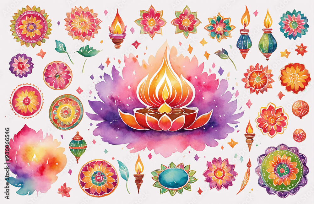 diwali festival watercolour illustration sticker diwali festival watercolour illustration sticker
