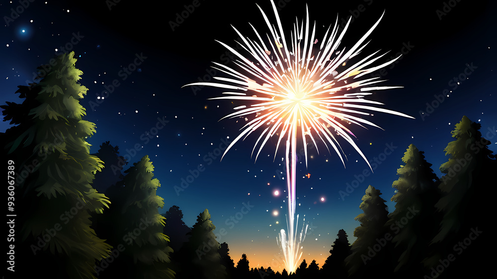 Beautiful fireworks in the night sky Beautiful fireworks in the night sky