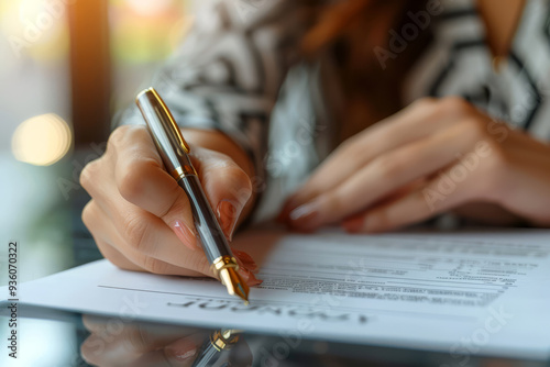 Pen in Hand, Close-Up of Signing a Contract