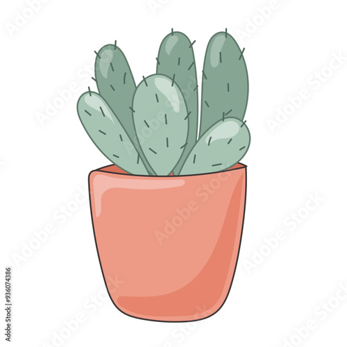 Doodle Flower and Pot Cartoon Icon. Abstract Bright Domestic Floral Plant in Vase Decorative Element Symbol Silhouette.