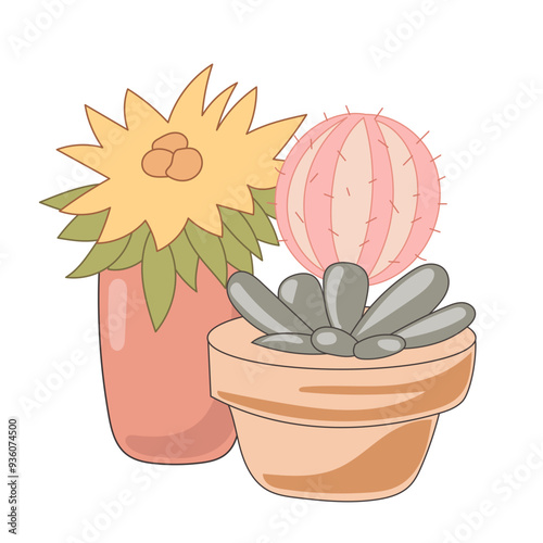 Doodle Flower and Pot Cartoon Icon. Abstract Bright Domestic Floral Plant in Vase Decorative Element Symbol Silhouette.