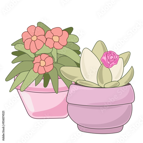 Doodle Flower and Pot Cartoon Icon. Abstract Bright Domestic Floral Plant in Vase Decorative Element Symbol Silhouette.