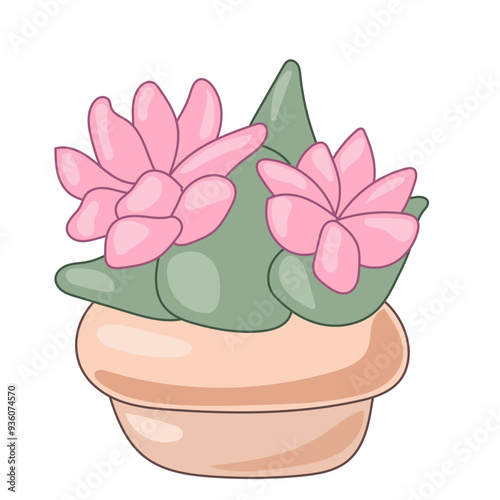 Doodle Flower and Pot Cartoon Icon. Abstract Bright Domestic Floral Plant in Vase Decorative Element Symbol Silhouette.