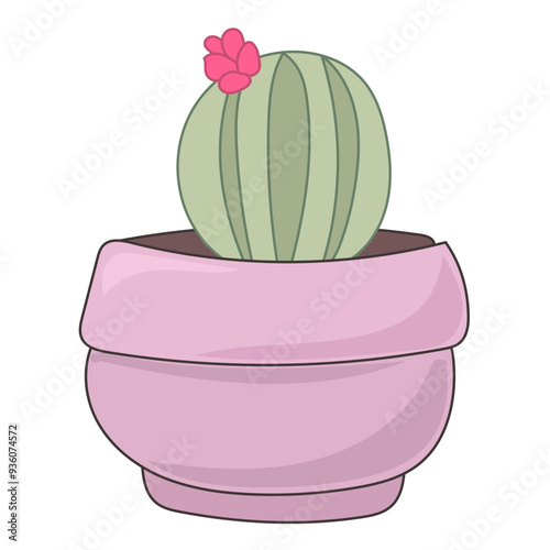 Doodle Flower and Pot Cartoon Icon. Abstract Bright Domestic Floral Plant in Vase Decorative Element Symbol Silhouette.
