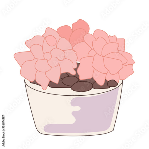 Doodle Flower and Pot Cartoon Icon. Abstract Bright Domestic Floral Plant in Vase Decorative Element Symbol Silhouette.