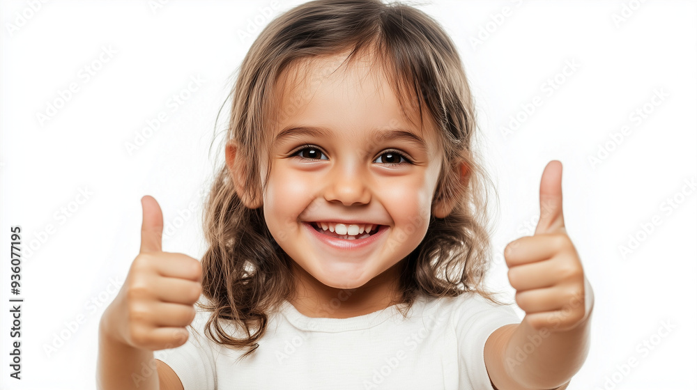 Happy child smiling and looking at the camera and showing thumbs up, close-up plans. AI generation Happy child smiling and looking at the camera and showing thumbs up, close-up plans. AI generation
