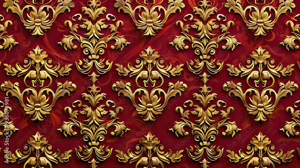 The gold stucco design of native thai style on the Wall. AI generated illustration The gold stucco design of native thai style on the Wall. AI generated illustration
